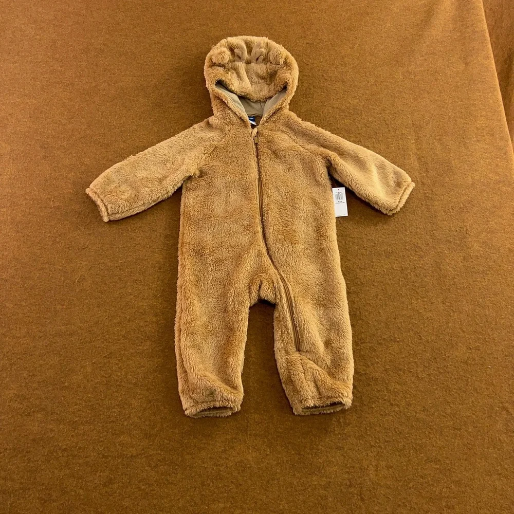 Old Navy Unisex 18-24M Brown Reindeer Faux Fur Hooded Jumpsuit Romper NWT